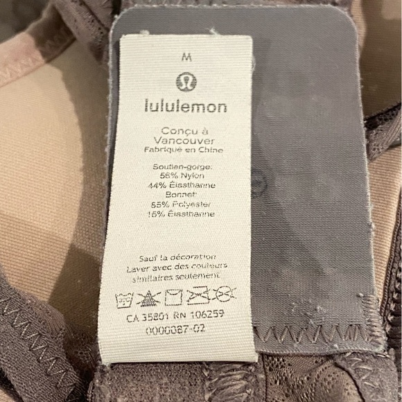 LULULEMON shadow mesh bralette leaf lunar rock misty shell size Medium - Picture 3 of 9